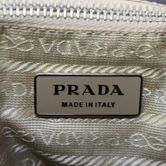 Prada Xl Hobo Style Shoulder Purse Champagne Nylon And Brown Leather With Chrome - Picture 5 of 8